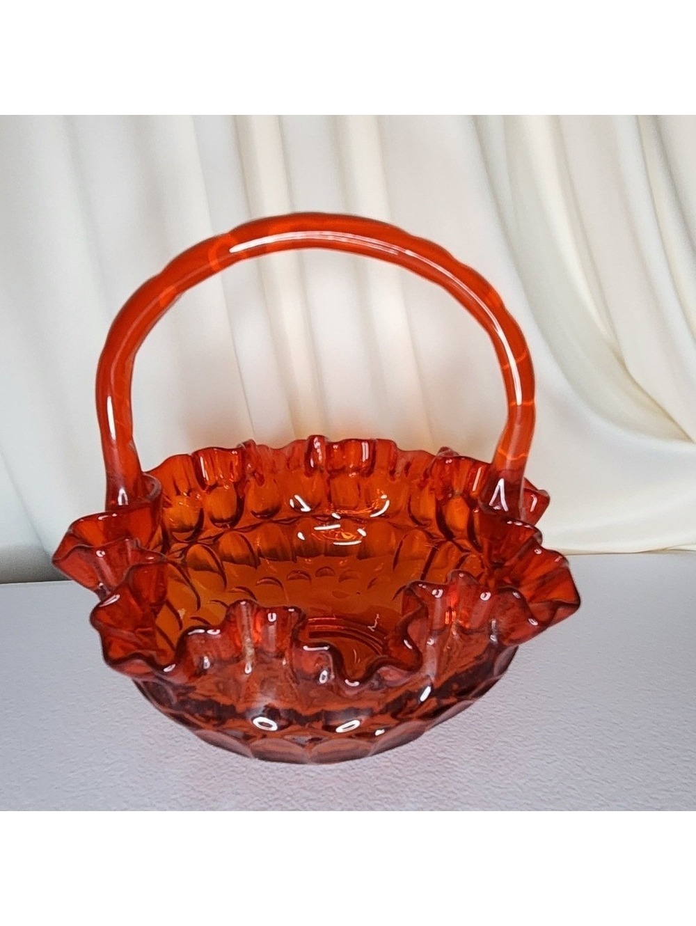 Fenton Amberina Thumbprint Basket
